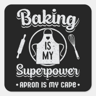 Bakery Bake Baking Baker Superpower Cake Gift Idea Square Sticker