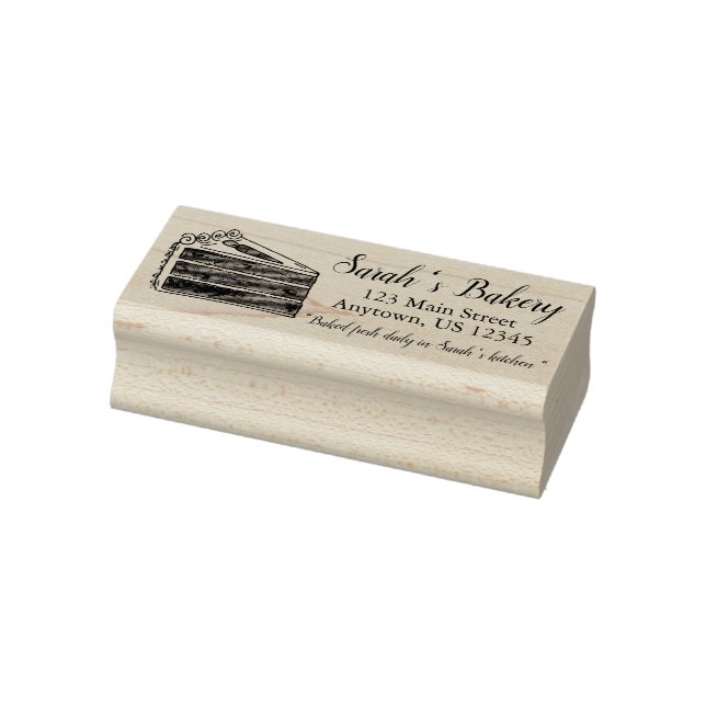 Bakery Baked By Carrot Layer Cake Slice Address Rubber Stamp (Stamp)