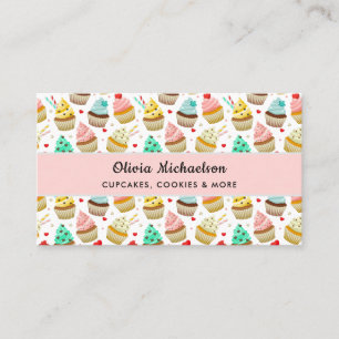 Bakery Baker Cute Cupcake Pattern Business Card
