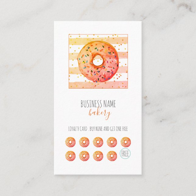 Bakery Baker Doughnut Pastry Chef Loyalty Card (Front)