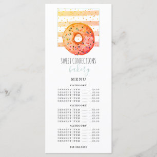 Bakery Baker Doughnut Pastry Chef Price List Menu