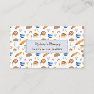 Bakery   Baker  Watercolor Patern Business Card