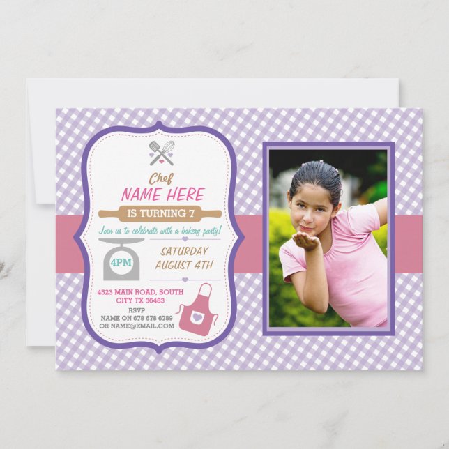 Bakery Baking Any Age Birthday Party Girls invite (Front)