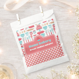 Bakery Baking Utensils Pattern Red Gingham Favour Bag