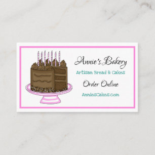 Bakery   Birthday Cake   Teal and Pink Business Card