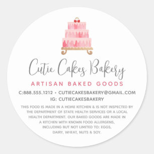 Bakery Blush Pink Cake Pastry Chef Dessert Legal Classic Round Sticker