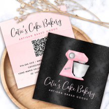 Bakery Blush Pink Kitchen Mixer QR Code on Black