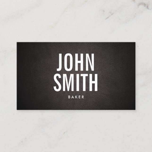 Bakery Bold Text Elegant Leather Baker Business Card (Front)