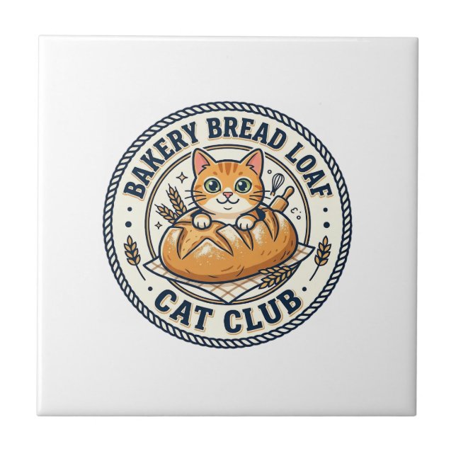 Bakery Bread Loaf Cat Cat Mum Gift Idea - Bakery B Ceramic Tile (Front)