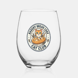Bakery Bread Loaf Cat Cat Mum Gift Idea - Bakery B Stemless Wine Glass