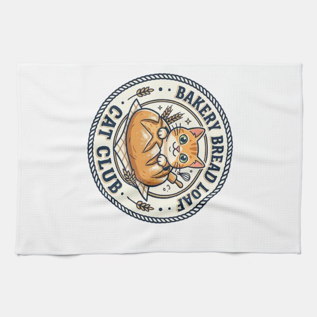 Bakery Bread Loaf Cat Cat Mum Gift Idea - Bakery B Tea Towel (Horizontal)