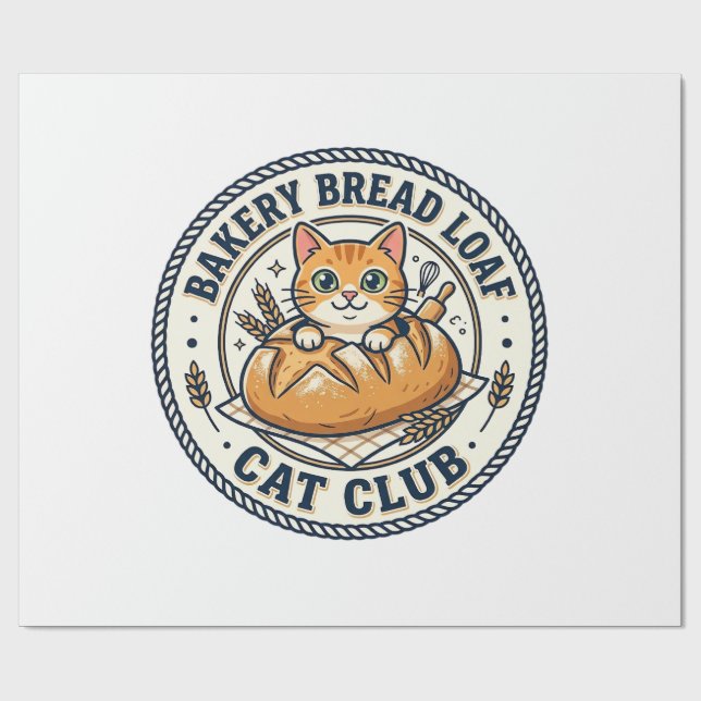Bakery Bread Loaf Cat Cat Mum Gift Idea - Bakery B Wrapping Paper (Flat)
