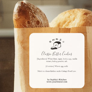 Bakery Bread Logo Minimalist Ingredient Label