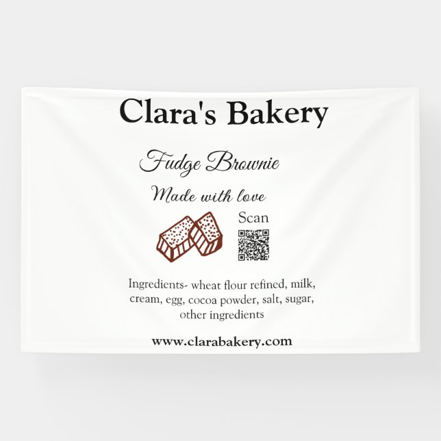 Bakery brownie add ingredients made with love q r  banner (Horizontal)