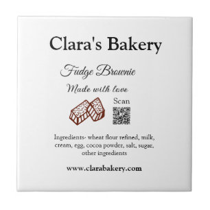Bakery brownie add ingredients made with love q r  ceramic tile
