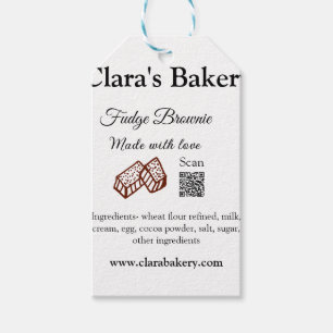 Bakery brownie add ingredients made with love q r gift tags