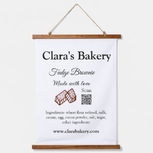 Bakery brownie add ingredients made with love q r hanging tapestry