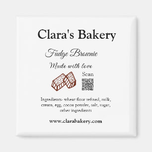Bakery brownie add ingredients made with love q r magnet