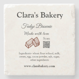 Bakery brownie add ingredients made with love q r  stone coaster