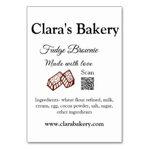 Bakery brownie add ingredients made with love q r table number