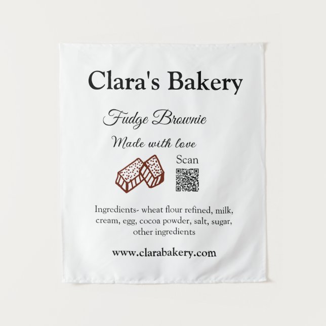 Bakery brownie add ingredients made with love q r  tapestry (Front)