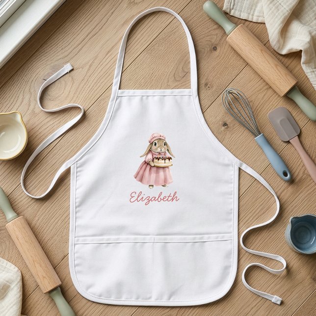 Bakery Bunny Cute Personalised Kids Apron (Creator Uploaded)