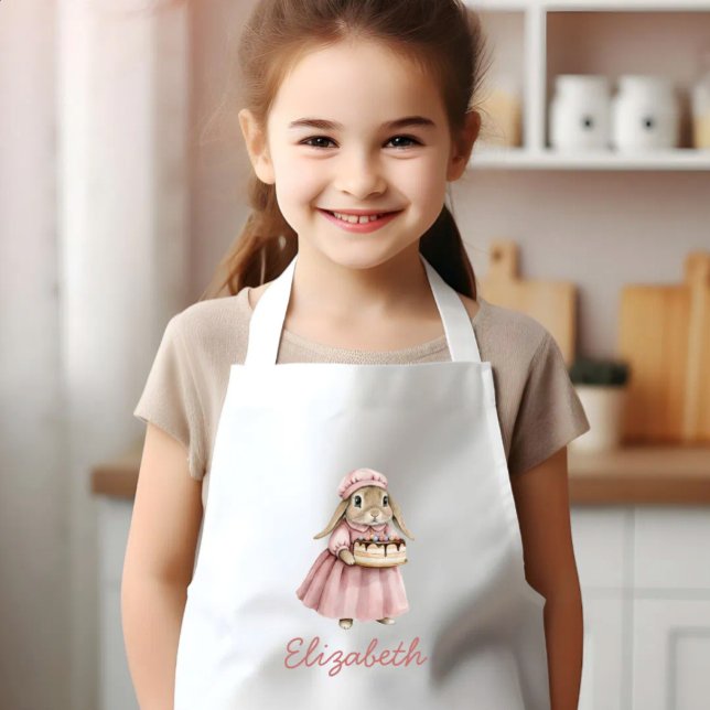 Bakery Bunny Cute Personalised Kids Apron (Creator Uploaded)