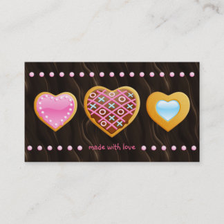 Bakery business card cookies heart chocolate brown