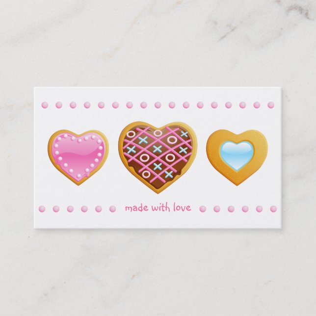 Bakery business card cookies heart chocolate pink (Front)