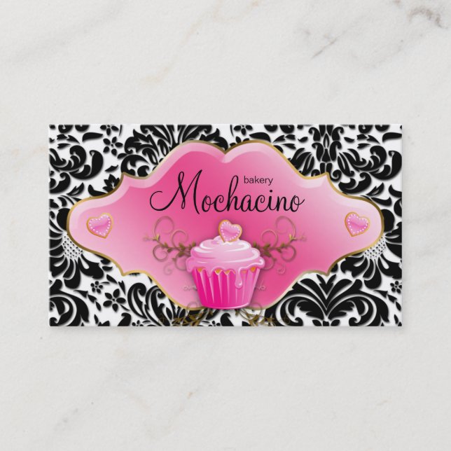 Bakery Business Card Cupcake Gold Swirls (Front)