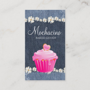 Bakery Business Card Cupcake Jeans Daisy Pink