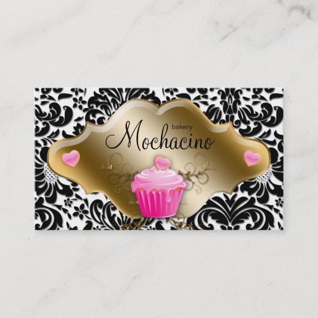 Bakery Business Card Cupcake Pink Caramel (Front)