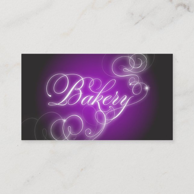 Bakery Business Card Elegant Flourish Glow (Front)