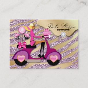 Bakery Business Card Zebra Pink Cake Pops