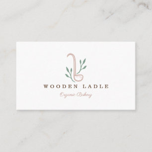 Bakery Business Ladle & Natural Floral Logo Business Card