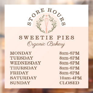 Bakery Business Whisk & Wreath Logo Store Hours
