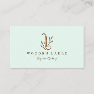 Bakery Business Wooden Ladle & Floral Logo Busine Business Card