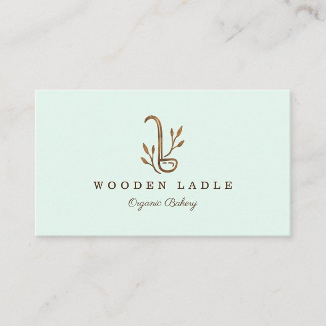 Bakery Business Wooden Ladle & Floral Logo Busine Business Card (Front)