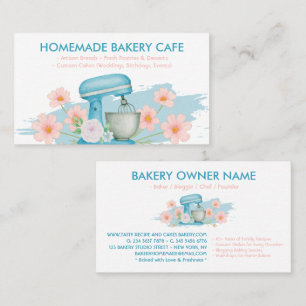 Bakery Cafe Cake Maker Food Recipe Blue Business Card