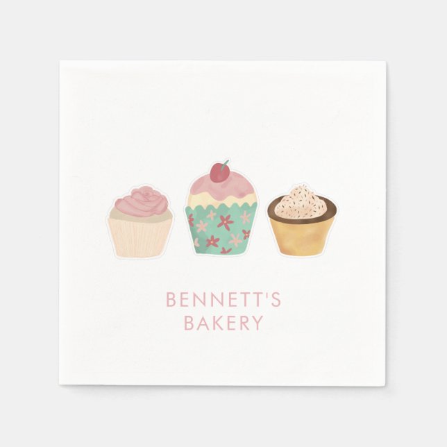 Bakery Cafe Cupcake Business Takeaway Napkin (Front)