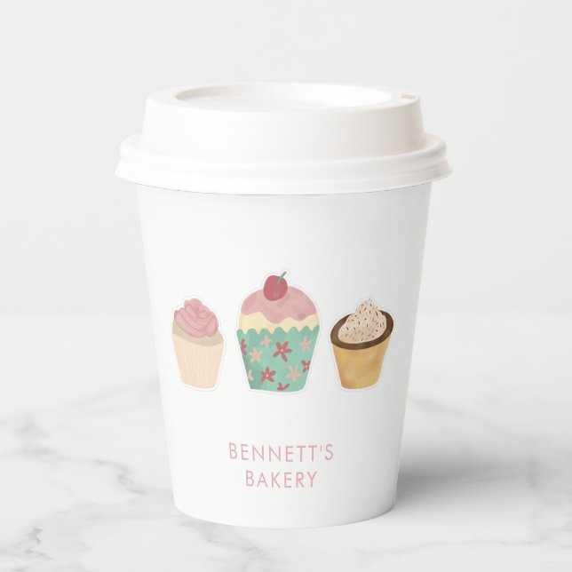 Bakery Cafe Cupcake Business Takeaway Paper Cups (Front)