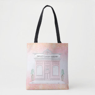 Bakery Cafe Illustration   Pink Glitter Tote Bag