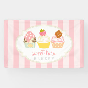Bakery Cafe Retro Sweet Cupcakes Cute Boutique Banner