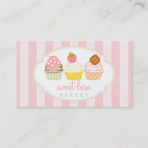 Bakery Cafe Retro Sweet Cupcakes Cute Boutique Business Card