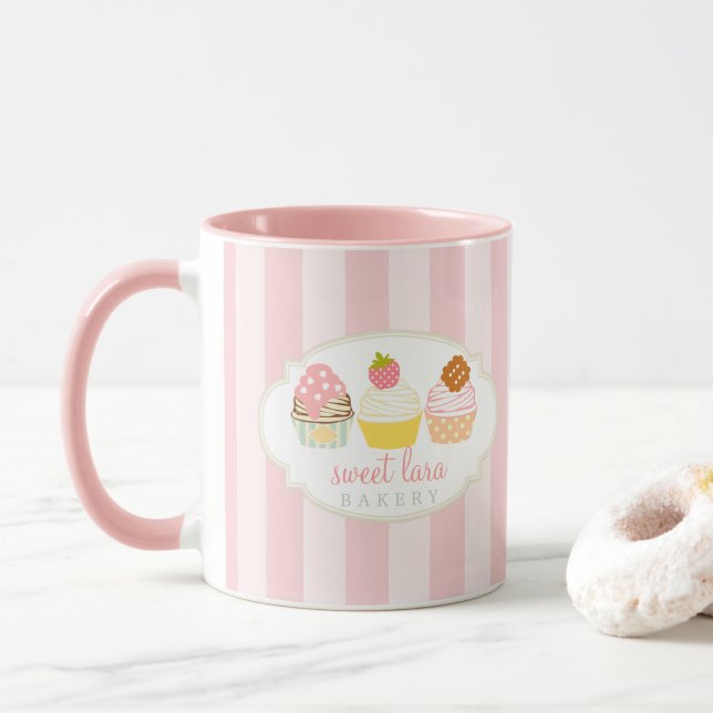 Bakery Cafe Retro Sweet Cupcakes Cute Mug (With Donut)