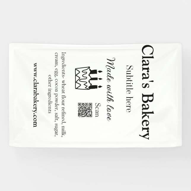 Bakery cake add ingredients made with love q r  banner (Horizontal)
