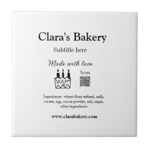 Bakery cake add ingredients made with love q r ceramic tile