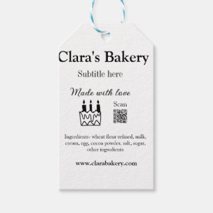 Bakery cake add ingredients made with love q r gift tags