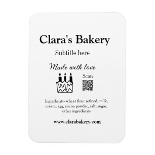 Bakery cake add ingredients made with love q r  magnet