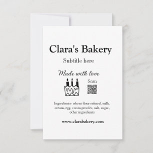 Bakery cake add ingredients made with love q r  thank you card